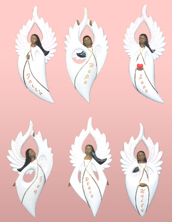 Flat Style Angel Ornaments in White
