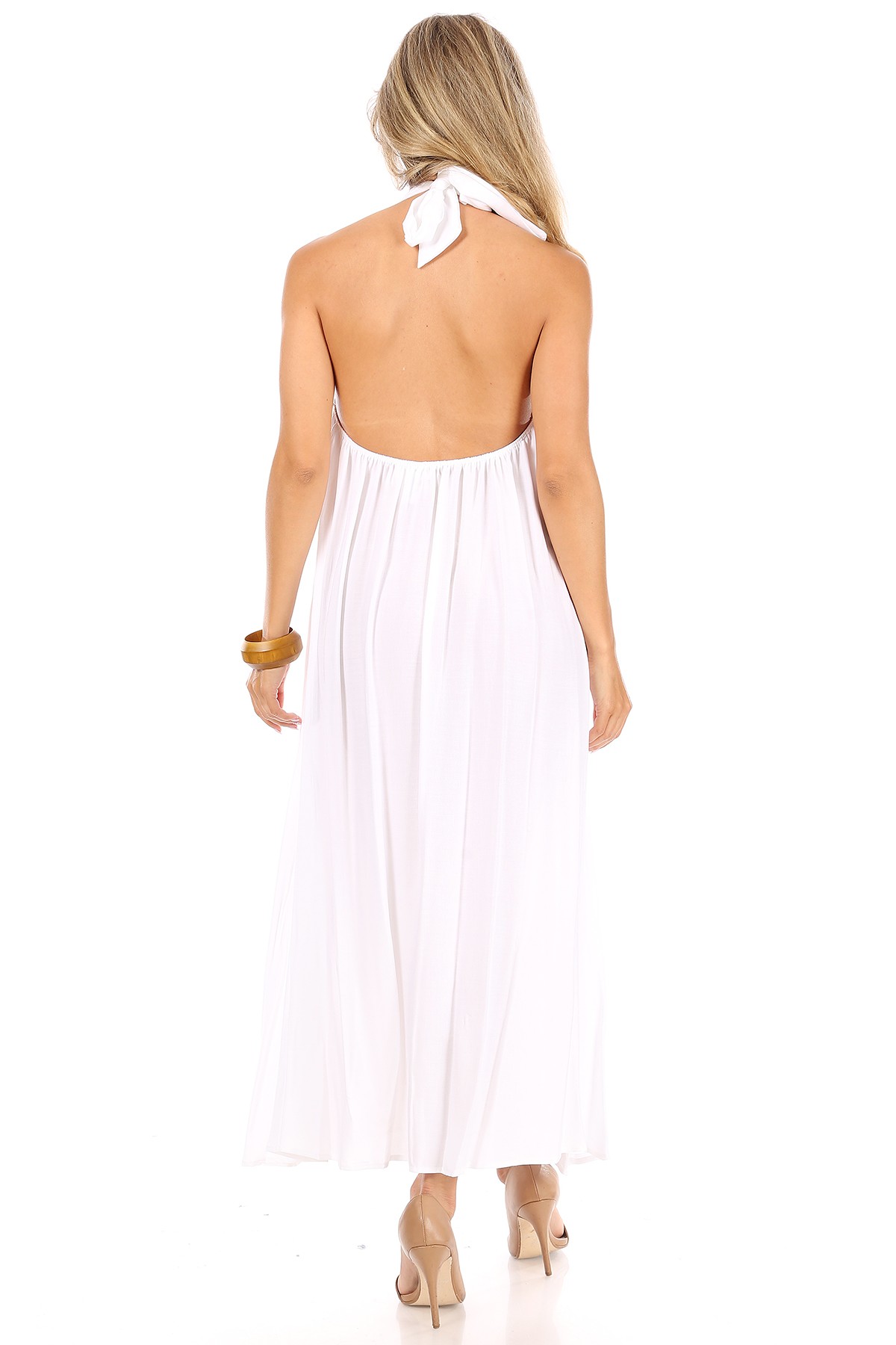 All Eyes On Me Collection - Linen Halter Maxi Dress - White