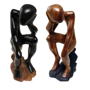 African Statue Thinker Statue On Stool