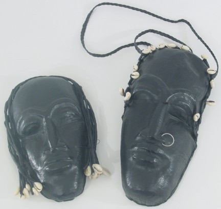 Black Leather Purse-Mask Design