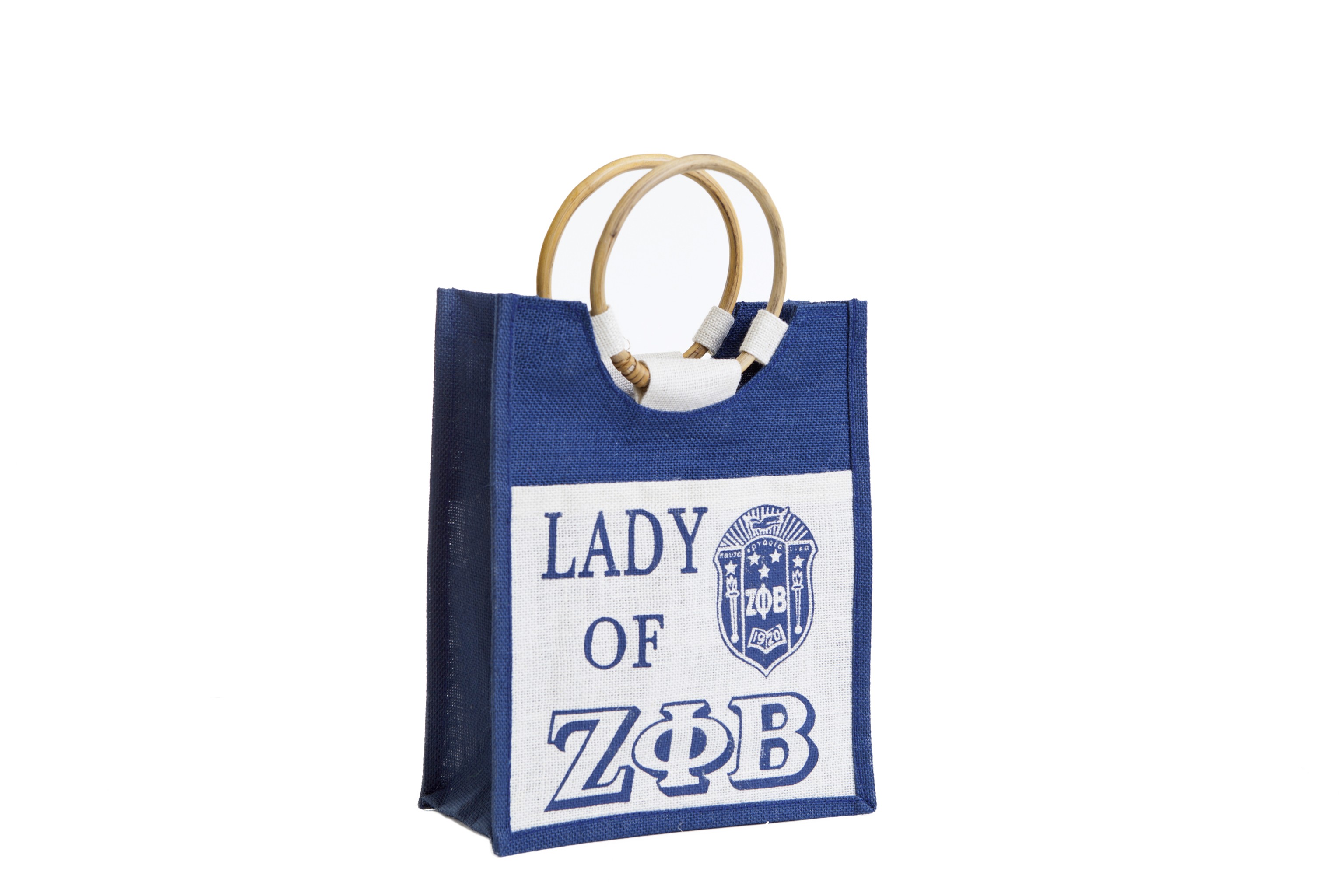 Zeta paraphernalia-Zeta Phi Beta Bag-Mini Pocket Jute Bag Zeta P