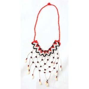 Massai Beaded Choker Necklace : Red