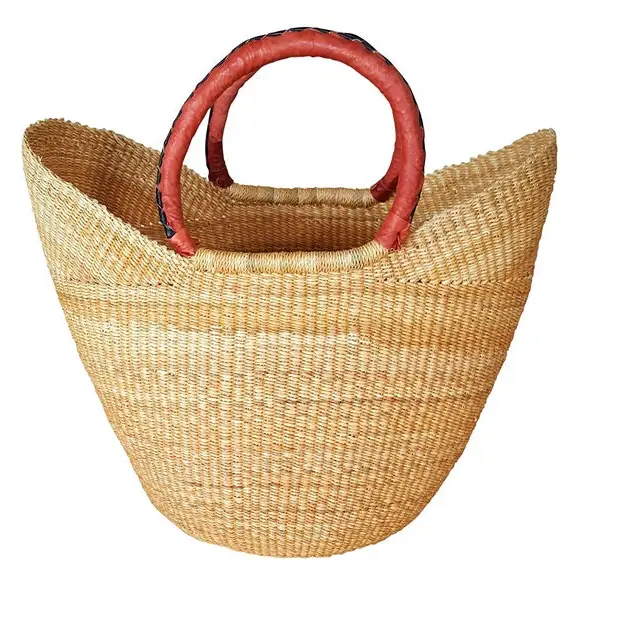 Large Yikene U-Shopper - Ghana Bolga Basket Fair Trade LARGE