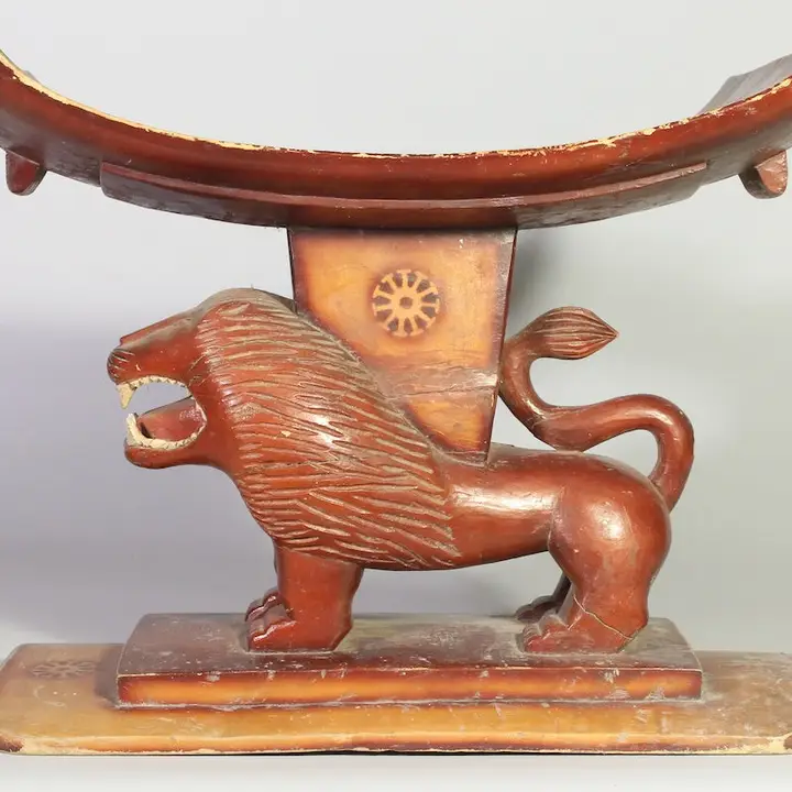 African Old Fante Lion Stool