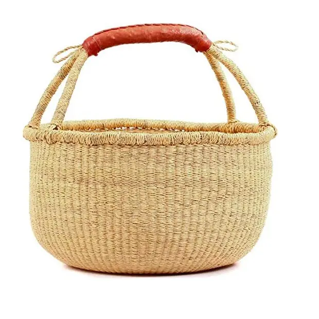 Large African Ghana Bolga Basket | Dye Free | 14"-16"