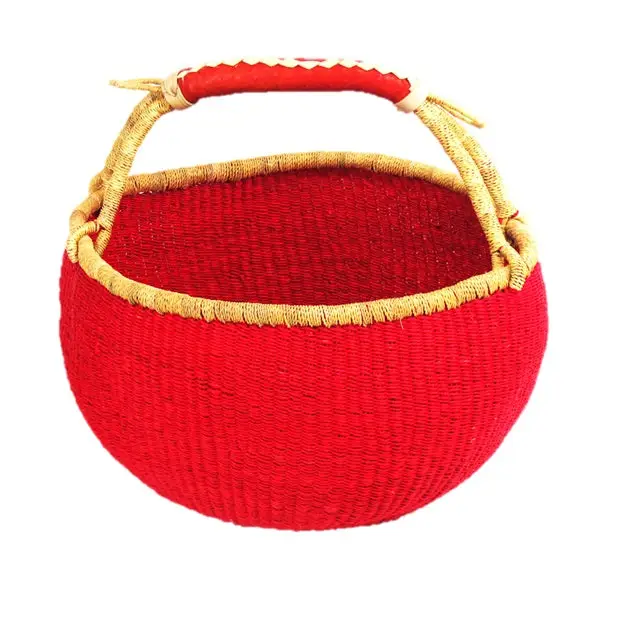 Red African Market Basket Bolga Ghana Basket