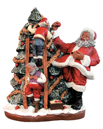 Black Santa Trims the Tree