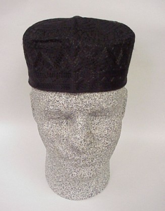 Embroidered Kufi Hat - Black