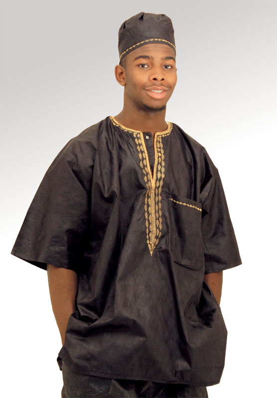 Black African Brocade fabric Dashiki