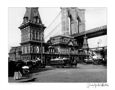 Fulton Ferry and Brooklyn Bridge; 1885