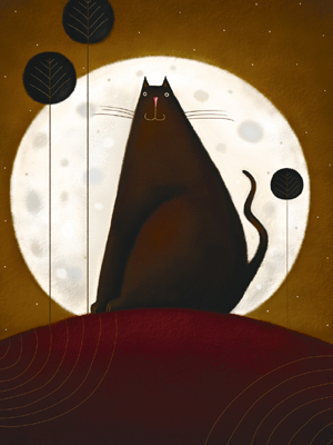 Cat and the Moon I