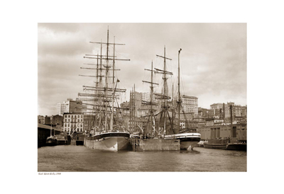 East River Docks; 1900 (sepia)