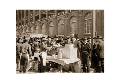 Hot Dogs for Baseball Fans; Ebbets Field; 1920 (sepia)