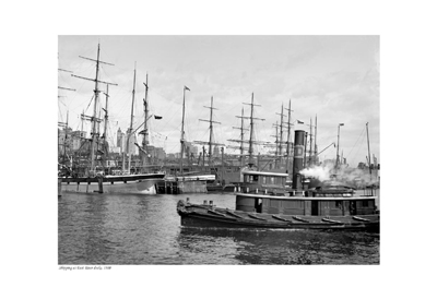 Shipping at East River Docks; 1900