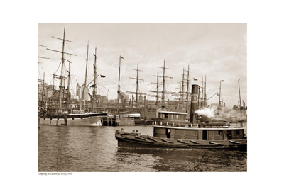 Shipping at East River Docks; 1900 (sepia)