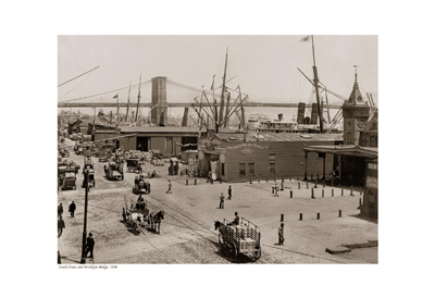 South Street and Brooklyn Bridge; 1900 (sepia)