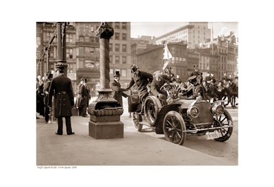 Traffic Squad Parade; Union Square; 1908 (sepia)