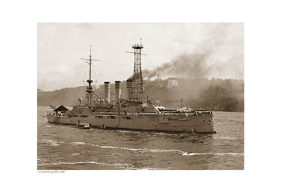 US Battleship Ohio; 1909 (sepia)