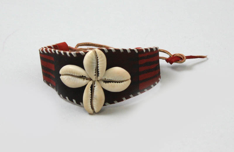 Nigerian Leather Cowrie Shell Bracelet