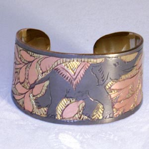 Brass and Copper Elephant Bracelet