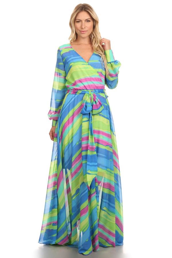All Eyes On Me Collection - maxi dress with wrapped front v-neck