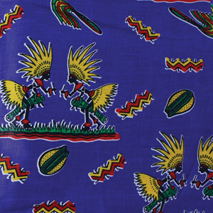 African Drum Ceremony Fabric : Blue