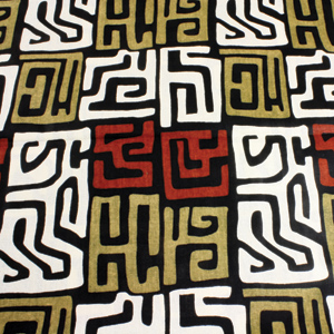 Afrocentric Kuba Print Fabric: Brown 12Y