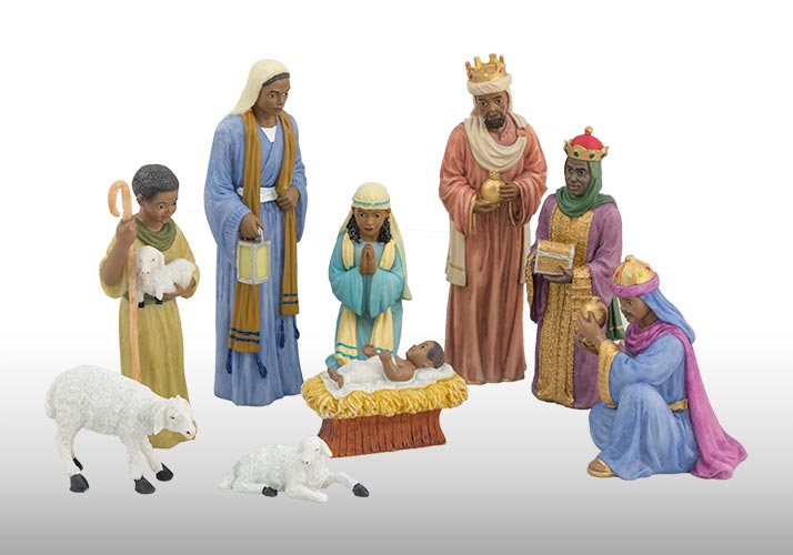African Nativity Set loose, 9 pieces