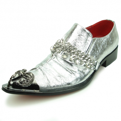 Metal Tip Fiesso Designer Shoe Silver