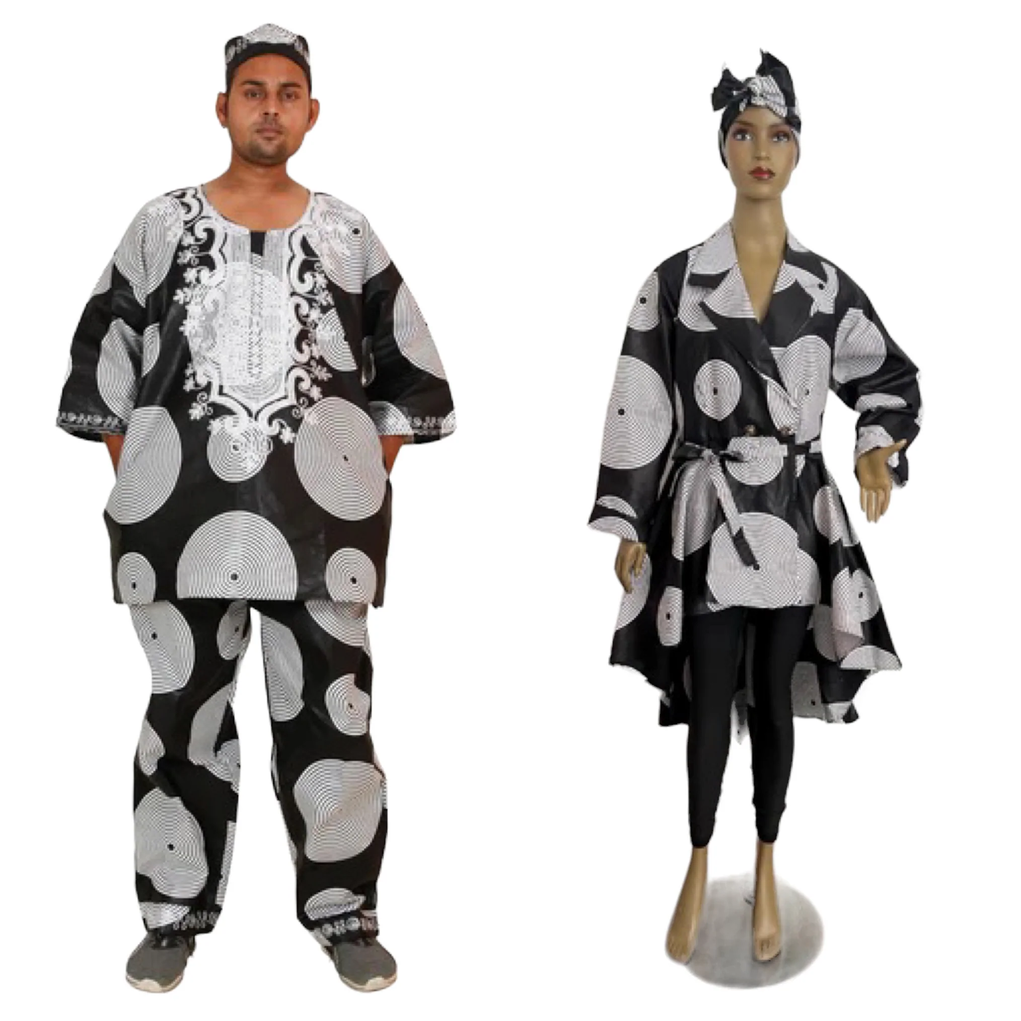 African Matching Set Black and white 3a
