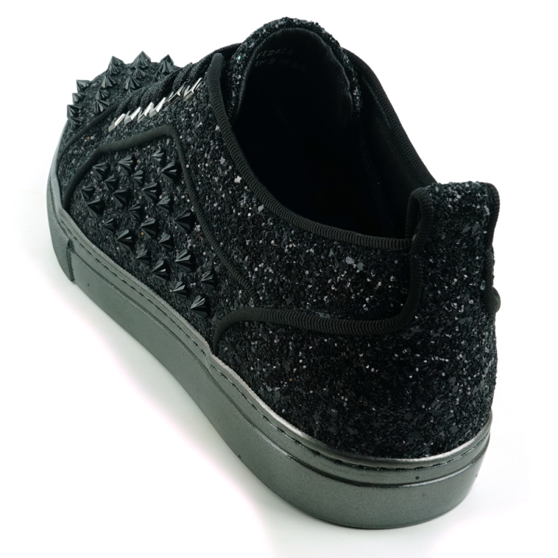 Black Glitter Spike Low Cut Sneaker