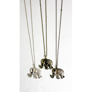 Set Of 12 Elephant Rhinestone Necklaces