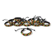 Set Of 12 Woven Rasta Bracelets