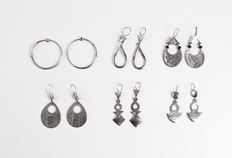 Set Of 6 Tuareg Silver Earrings