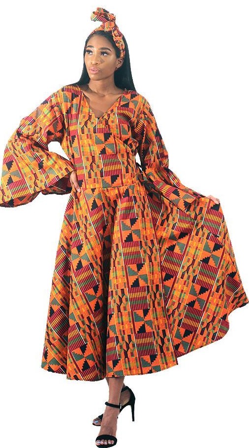 2 pc. African Kente #2 Wrap Dress