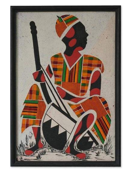 Kora Player Ii Kente Cloth Wall Art