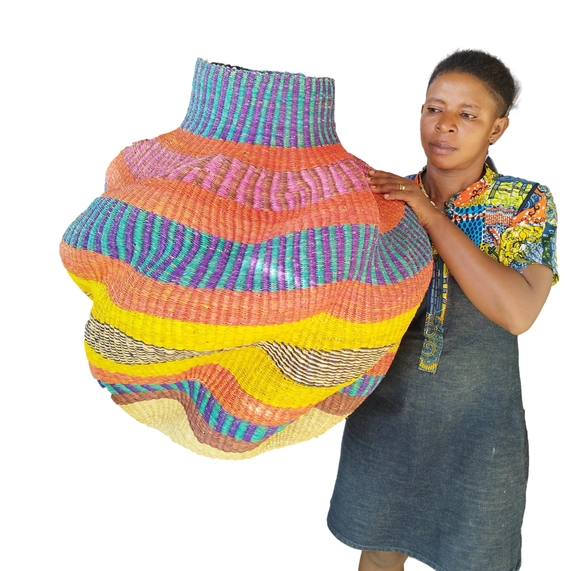 Unique Handmade African Basket - Perfect For Living Room