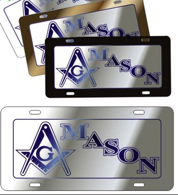Freemason license plate domed shield