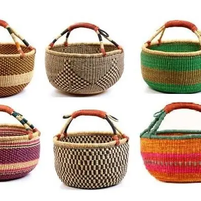 Extra Large Bolga Market Basket (Colors Vary) W: 16"-18" H:10"-14", 1 Ea