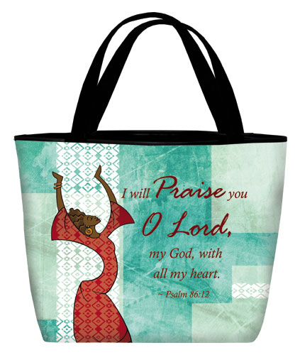 Totebag-I will Praise in green