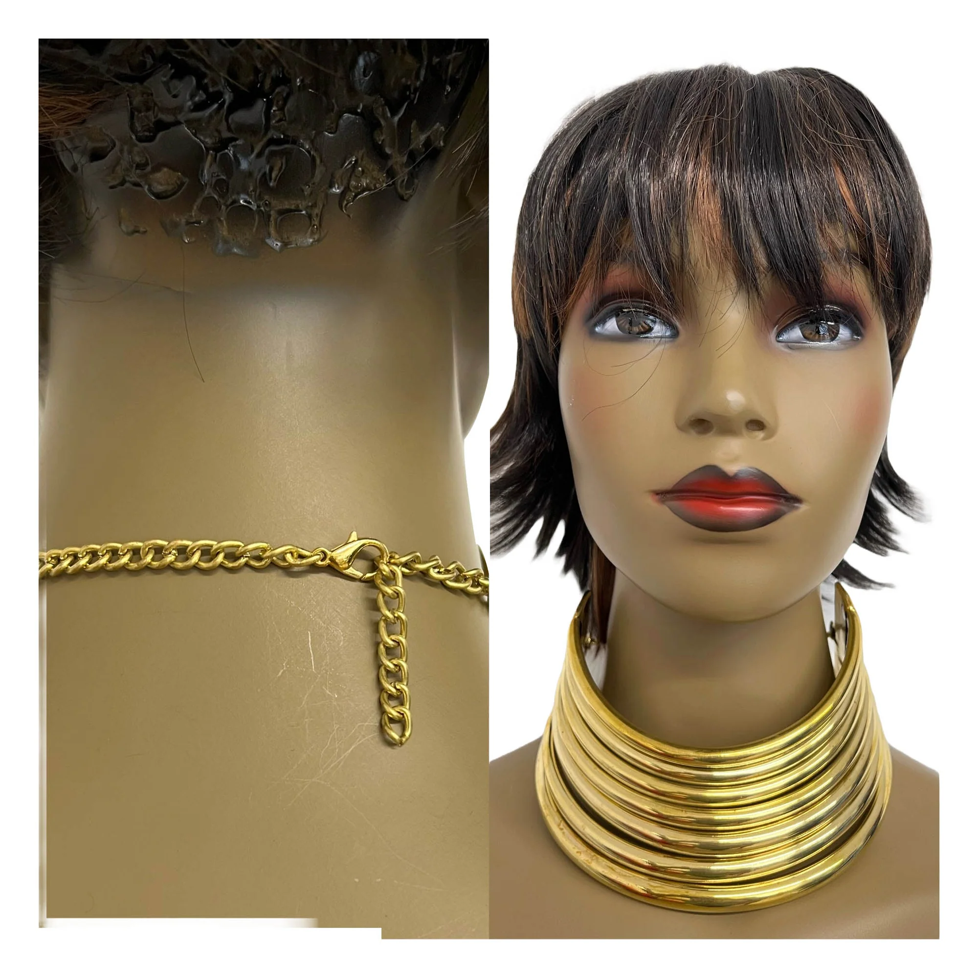 African Women's Brass Gold Plated Choker Necklace