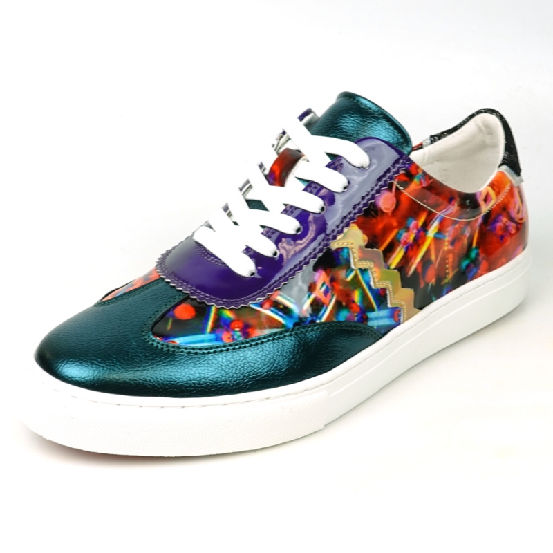 Designer Sneakers-Multi Color Lace up Low Cut Sneaker