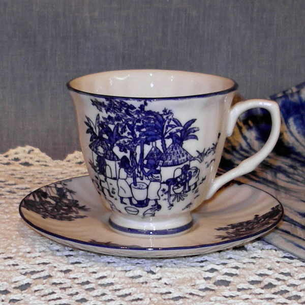Liberian Cup and Saucer Set-Set of 4-Indigo Blue