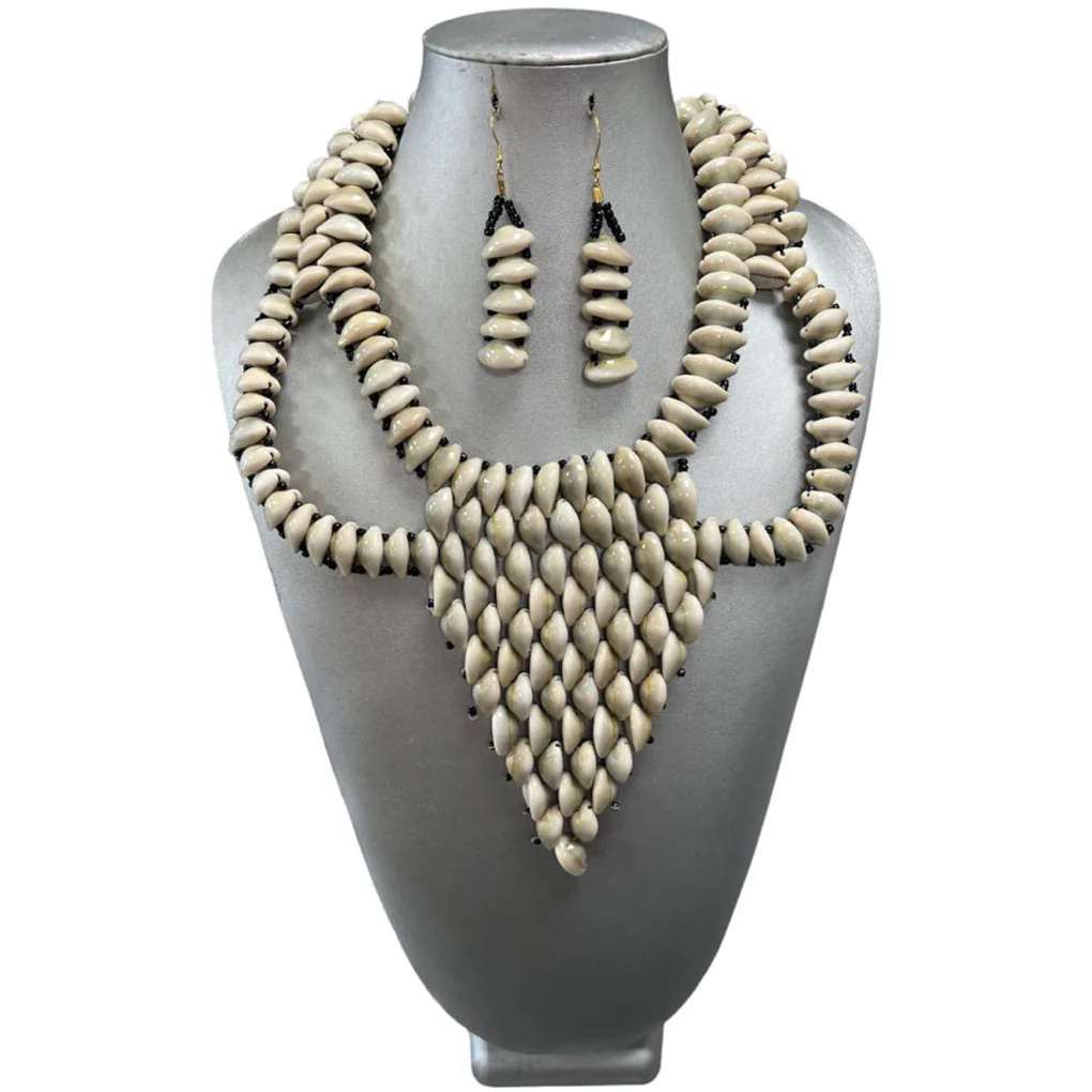 African Large Women's Cowrie Shell Tribal Necklace