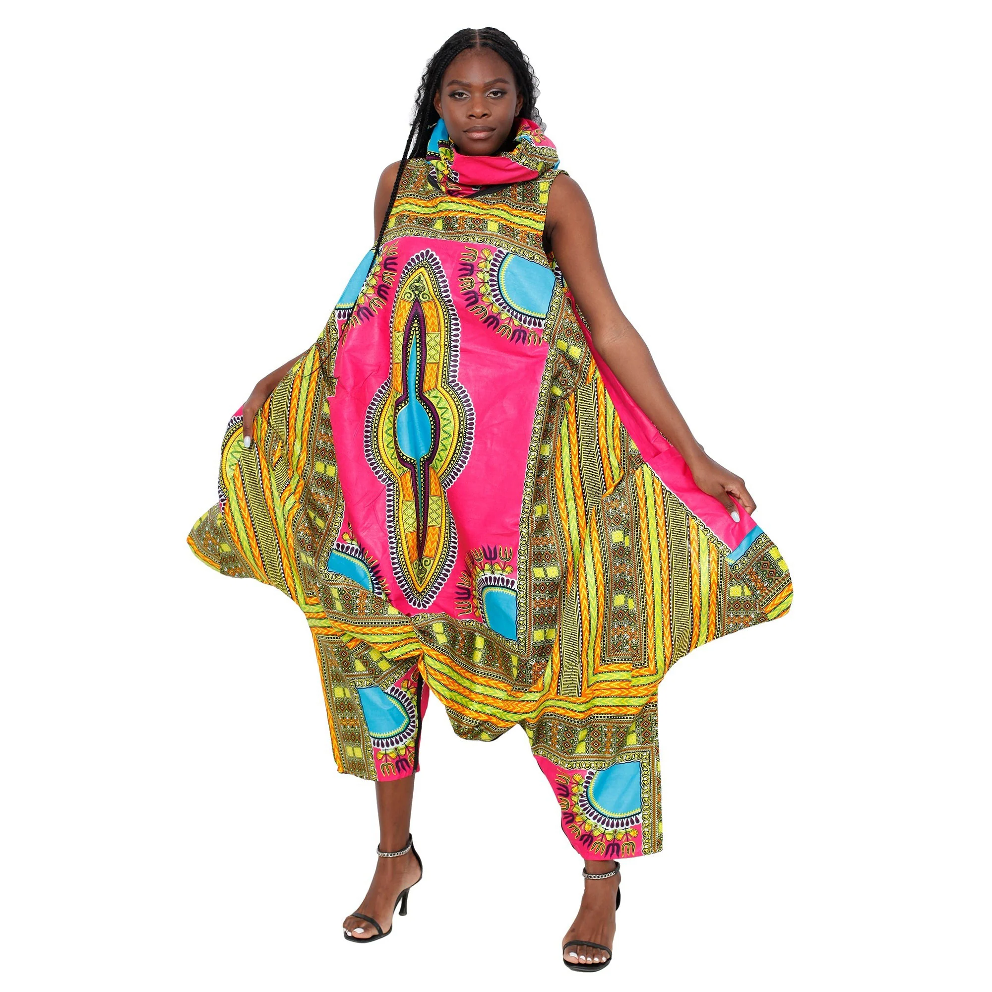 African Women's Dashiki Collared Tunic Pant Set