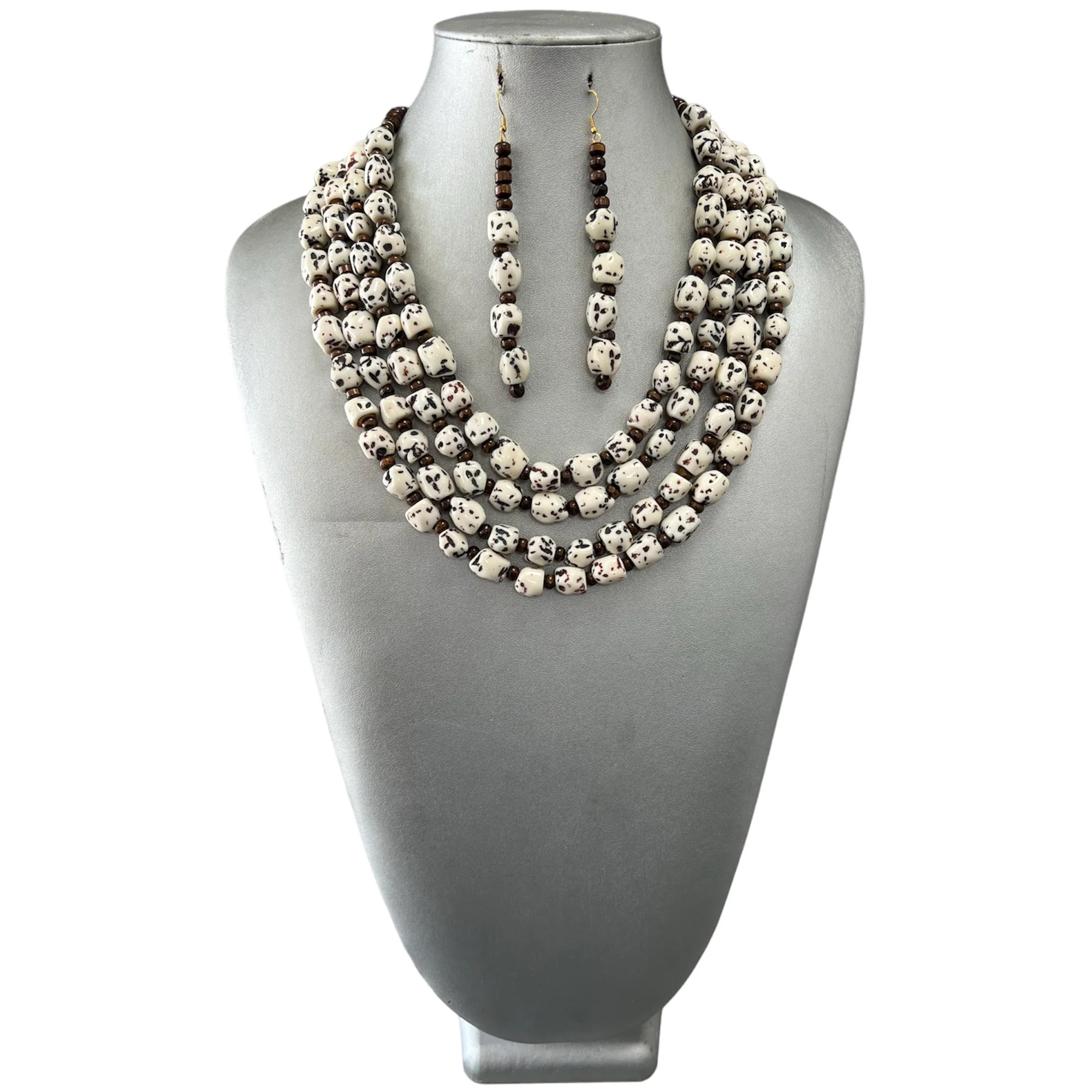 African Women's Resin Beads Necklace and Earrings Set