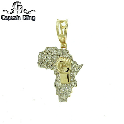 Africa Map 10KT Diamond Pendant