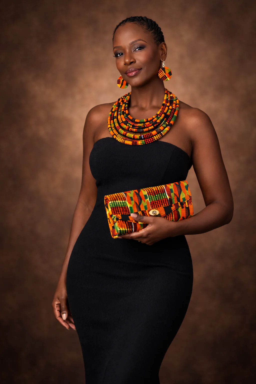 African Kente Jewelry and Clutch Set