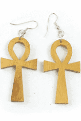 Ankh Wooden Earrings - SM